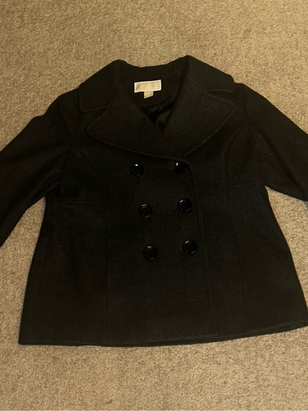 Michael Kors Black Double-Breasted Peacoat